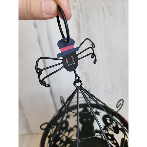 Vintage metal Halloween tea light pumpkin black cat which spider home decor cand - Picture 7 of 9
